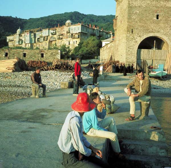 Причал монастыря Иверон, фото. 1969 год
